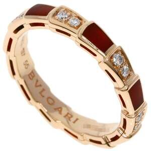 BVLGARI Serpenti Viper Carnelian and Diamond #55 Ring in 18K Pink Gold for Women